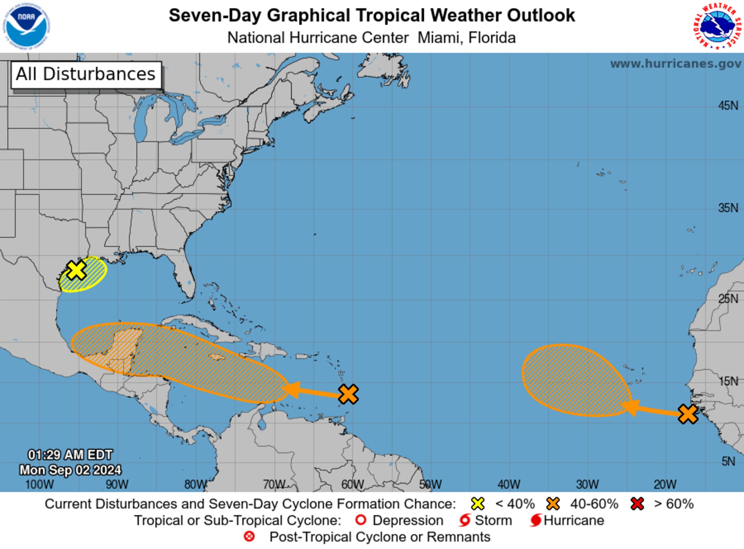 La onda tropical posee poco potencial de desarrollo ciclónico, según el Centro Nacional de Huracanes.